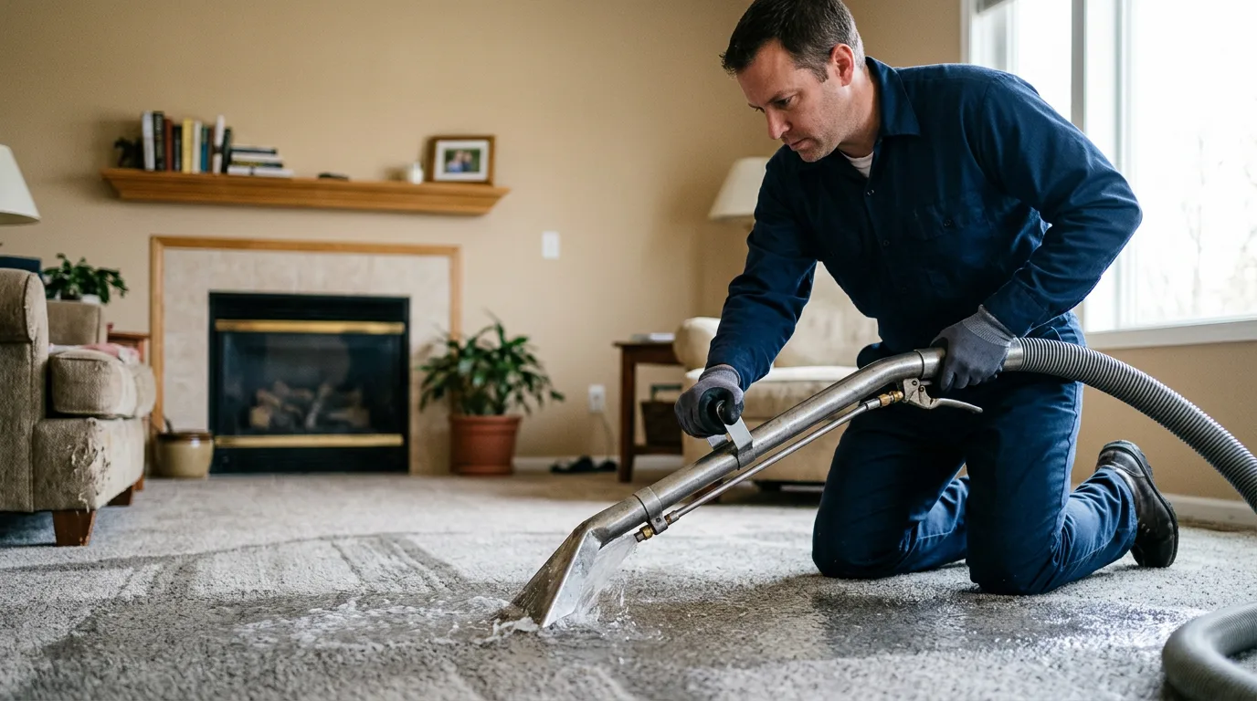 Water damage restoration technician working near Normangee, TX